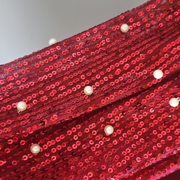 Cato Maroon Sweater Dress with Sequin and Pearl Long Sleeves - Picture 9 of 15